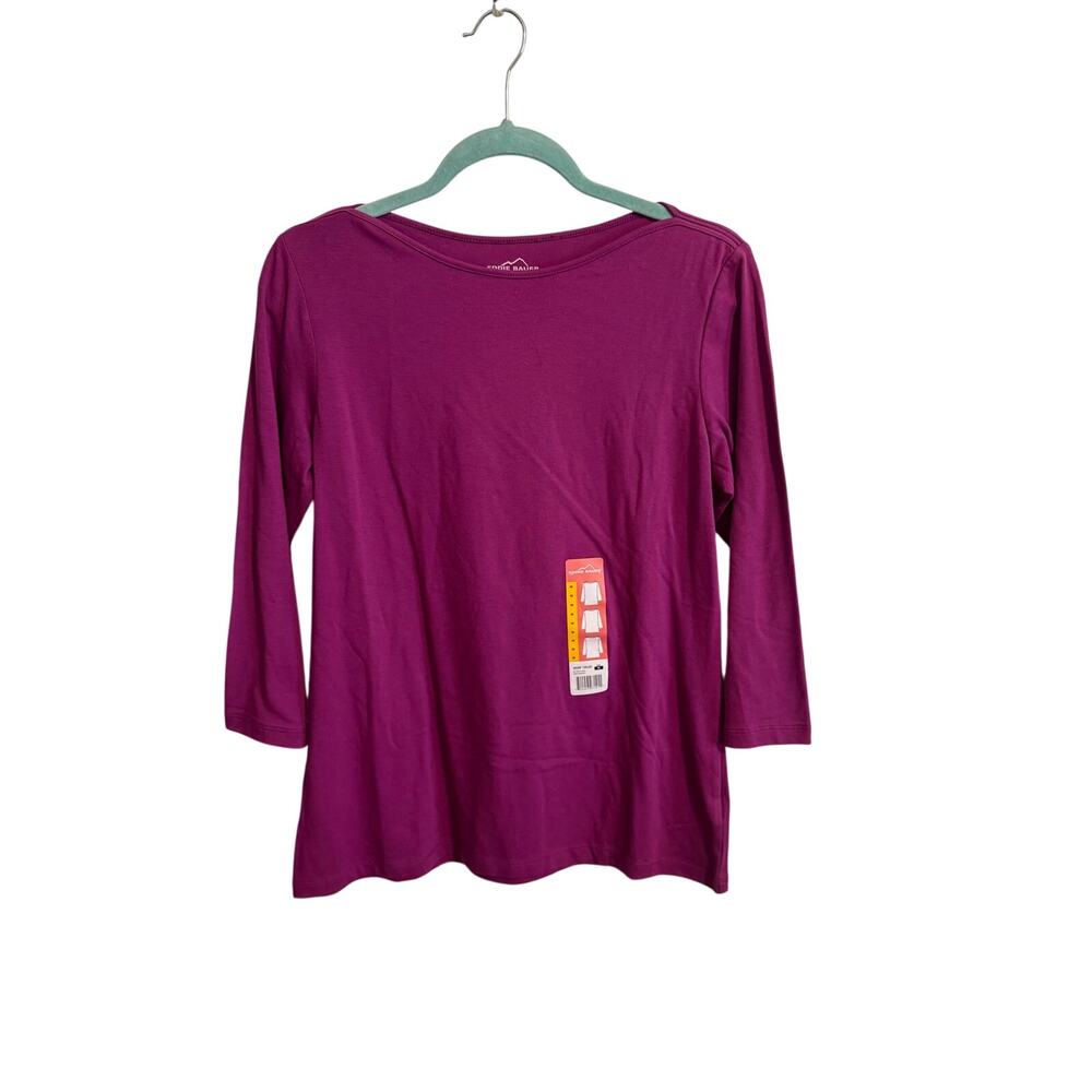 Eddie Bauer Magenta 3/4 Length Sleeve Casual Solid Top Women’s Medium NWT